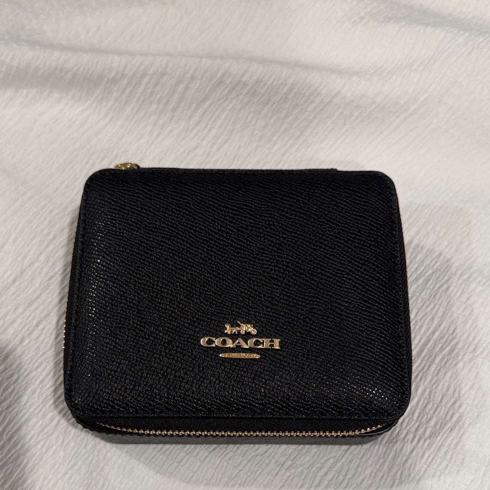 Coach Leather Black and Gold Jewelry Box